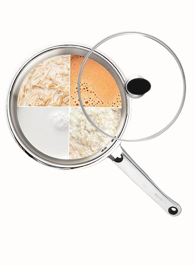 SONEX طنجرة صلصة ستانلس ستيل ميغا من سونيكس، 20 سم (3 لتر) مع غطاء زجاجي - مقبض بارد مريح، قاع ساندويتش، مظهر عصري أنيق، مثالية للصلصات، الحساء والمزيد - Image 2