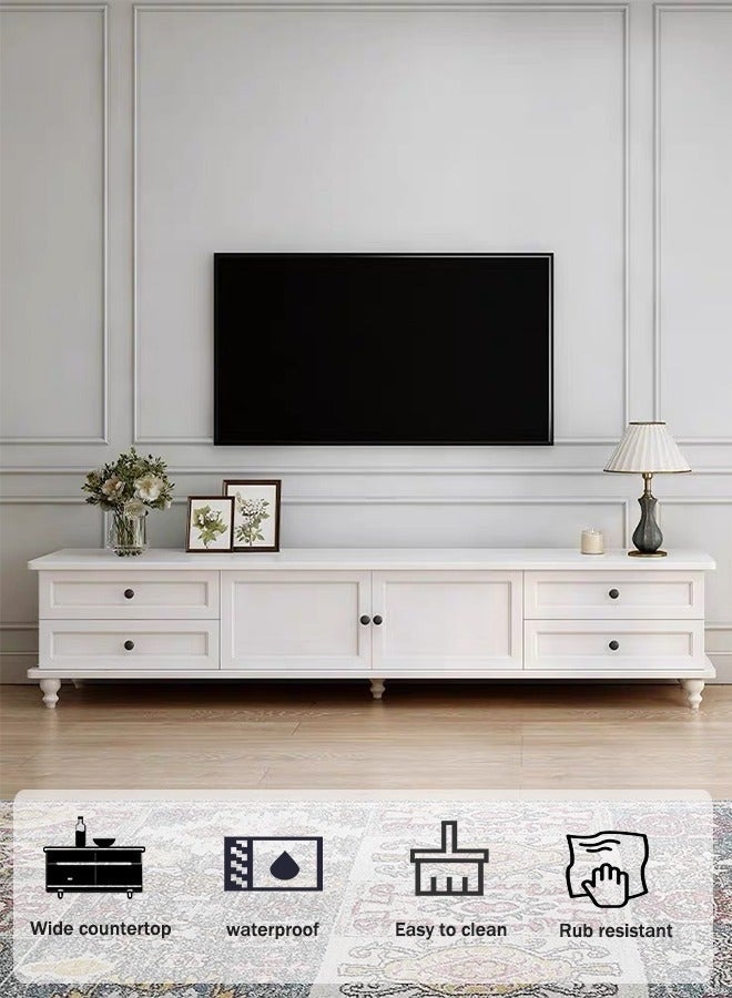 TV Table,Modern TV Stand TV Table with Storage Shelves and Drawers,Universal TV Cabinet,Stylish TV Rack Background Storage Cabinet for Living Room、Bedroom(White,H-F97) - Image 1