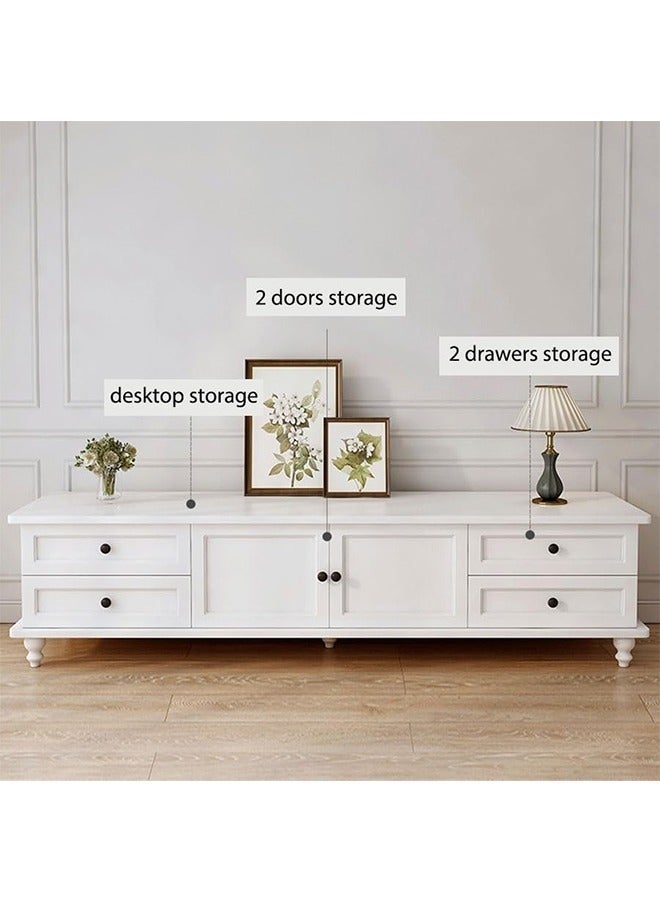 TV Table,Modern TV Stand TV Table with Storage Shelves and Drawers,Universal TV Cabinet,Stylish TV Rack Background Storage Cabinet for Living Room、Bedroom(White,H-F97) - Image 4