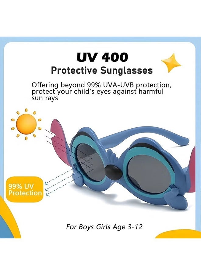 واي جيه نظارات شمسية للأطفال مستوحاة من شخصية ستتش – عدسة مستقطبة UV400 | إطار مرن من TPEE | للأولاد والبنات من سن 3 إلى 12 سنة - Image 2