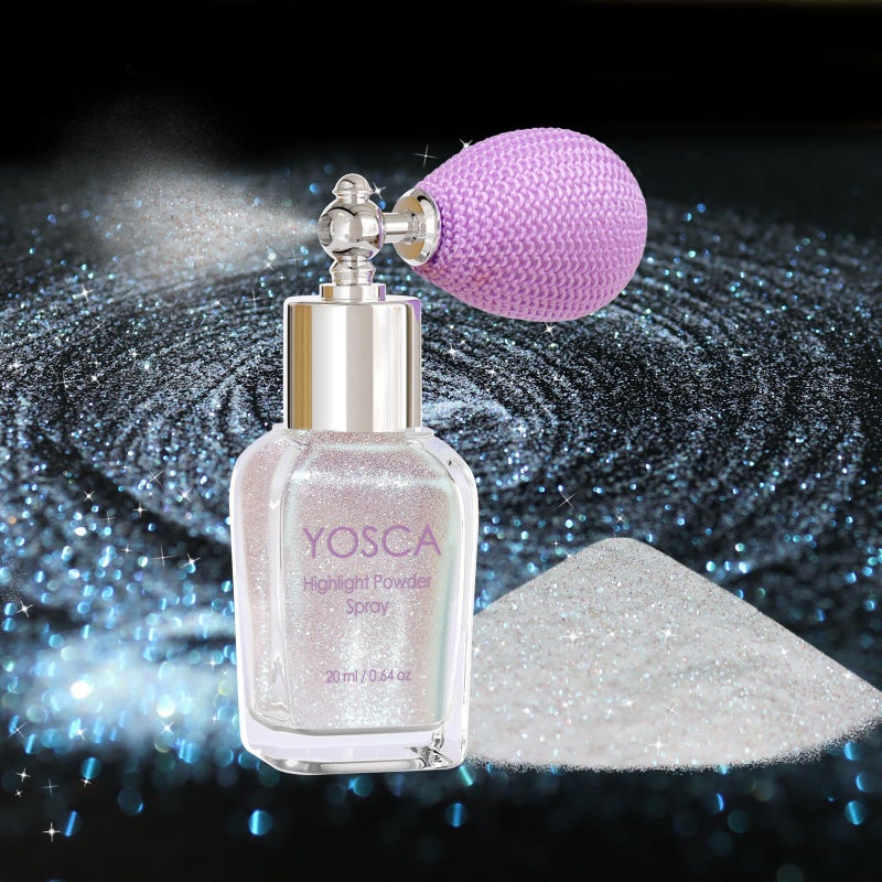Yosca Body Glitter Spray, 30ML Loose Body Shimmer Powder Iridescent Hair Spray White Glitter Sparkle Highlighter Makeup Festival Rave Accessories for Clothes Hair Face Nail Art - Image 1