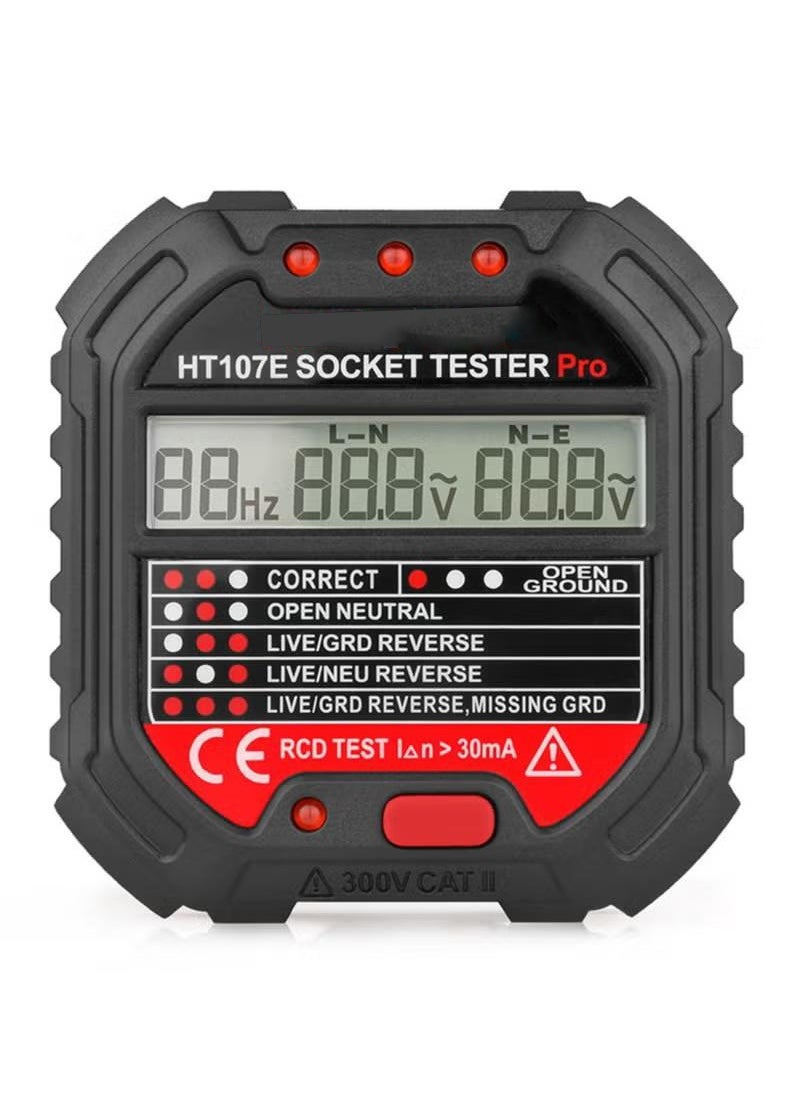 XiuWoo Outlet Tester Electrical GFCI Receptacle Detector with LCD Display, 90-300V Power Socket Tester, Circuit Polarity Voltage Detector, Plug Tester Breaker Finder Visual Indication Backlight Alert  - Image 2