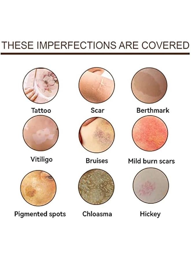 كونسيلر تاتو مقاوم للماء، كونسيلر محمول مقاوم للماء للبشرة والندبات والبقع الداكنة والوحمات، للرجال والنساء، 0.7 اونصة (لون داكن) - Image 5