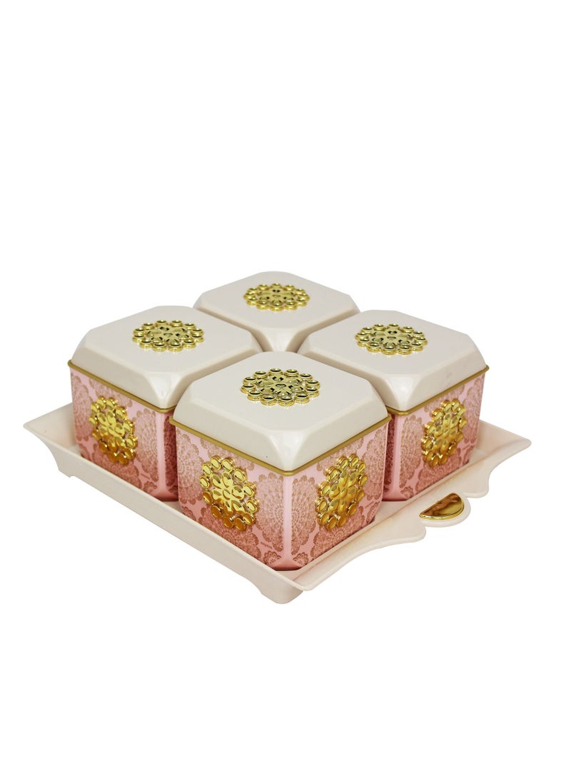 NAYASA صينية فواكه مجففة ناياسا مع حاويات مقاومة للتسرب، وردي فلورنسي - Image 2