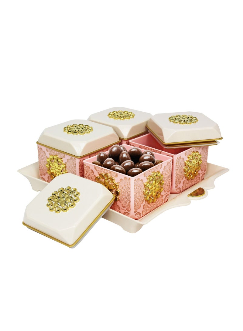 NAYASA صينية فواكه مجففة ناياسا مع حاويات مقاومة للتسرب، وردي فلورنسي - Image 1