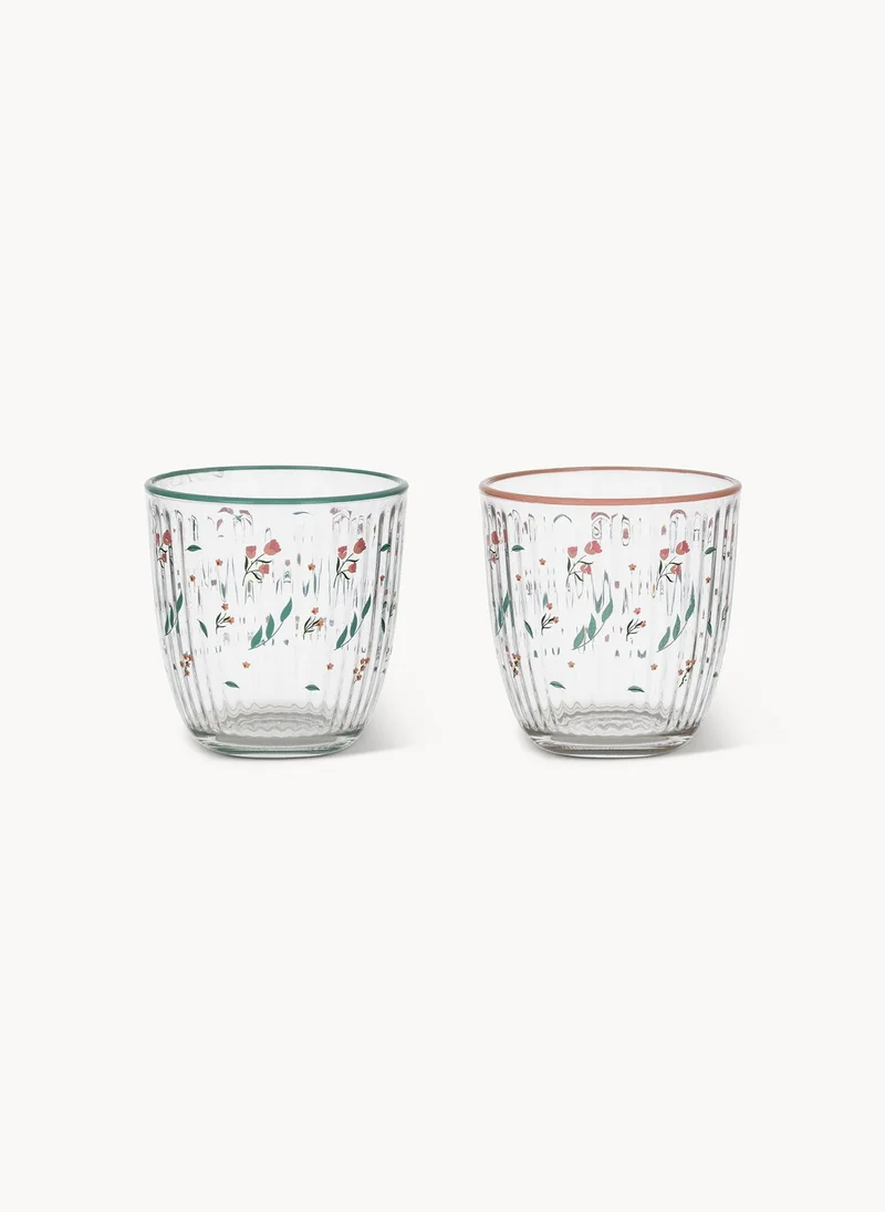 كوينكاسا Coincasa-Roseline Motif Glass Tumbler-295ML-Clear