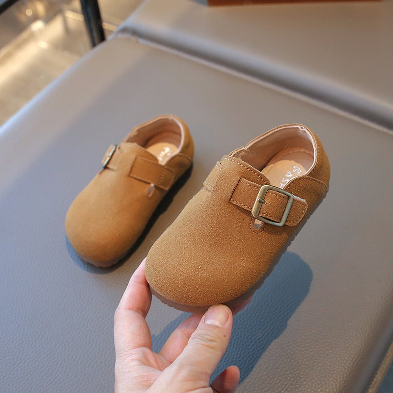 Children'S Birkenth Shoes 2025 New Boys' Leather Shoes All-Match Bean Shoes Little Girl'S Soft-Soled Shoes Spring Single-Layer Shoes - Image 1