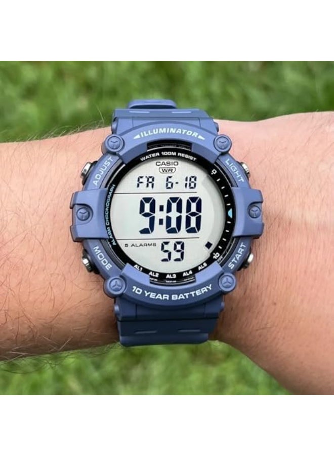 Casio Men's Digital Sports Watch Blue Resin Strap Wide Face AE-1500WH-2AVDF - Image 2