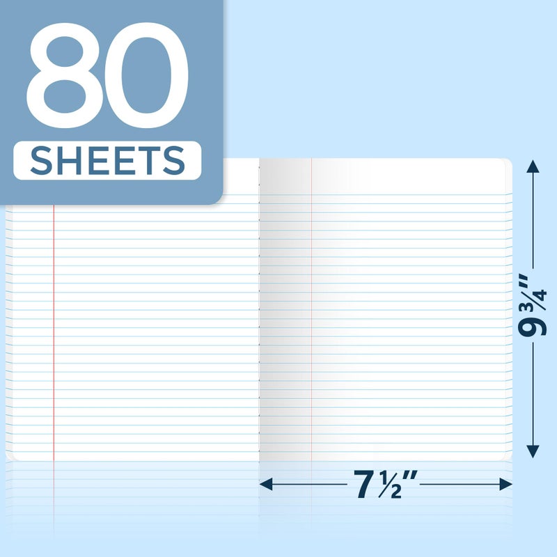 SUNEE Composition Notebooks - Wide Ruled Paper, 4 Pack Composition Book, 9 3/4" x 7 1/2", 80 Sheets/160 Pages, Assorted Colors, School & Office Supplies - Image 2