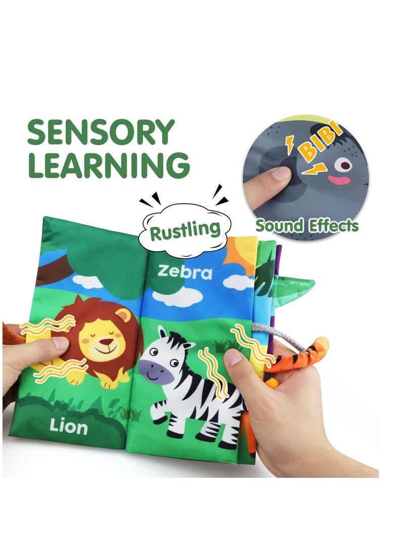 Excefore Soft Baby Book 0 3 6 12 Months Baby Montessori Toys for 1 Year Old Touch and Feel Crinkle Cloth Books for Babies Newborn Infant Sensory Book Baby Crinkle Chew Toys Newborn Gift Set for Boy  - Image 2