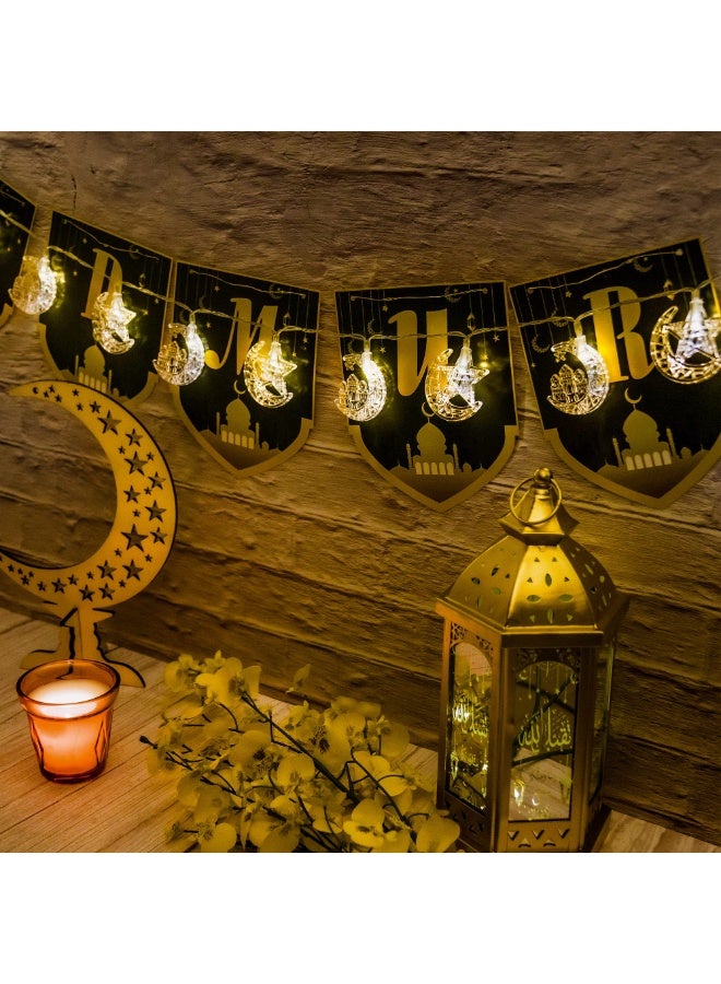 Chielor Ramadan 9.84 ft 20 LEDs Star Ramadan String Lights, 2 Modes Battery Operated Eid Mubarak Fairy Lights for Eid Decorative Indoor Outdoor Party (Moon Star) - Image 2