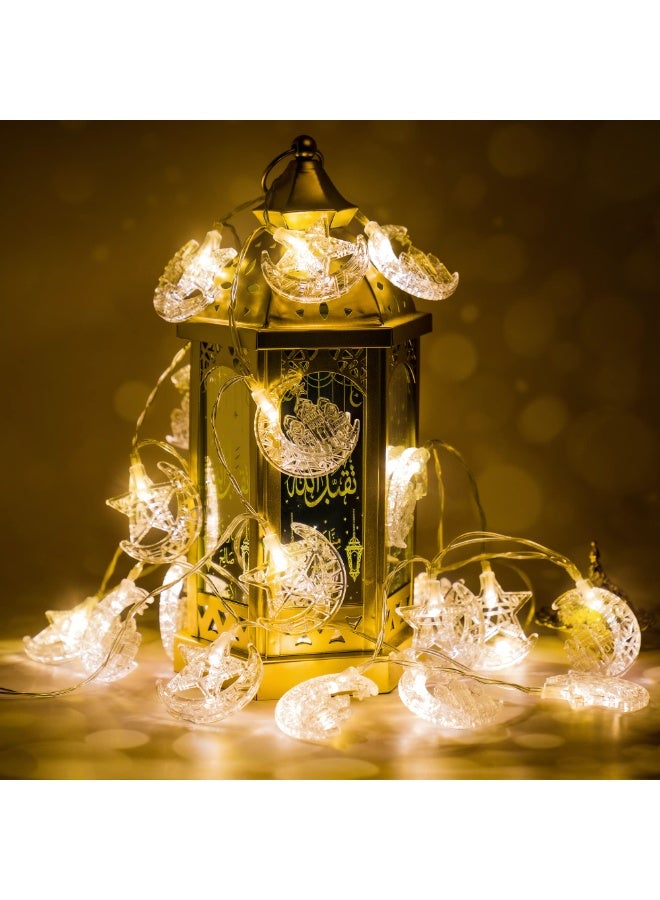 Chielor Ramadan 9.84 ft 20 LEDs Star Ramadan String Lights, 2 Modes Battery Operated Eid Mubarak Fairy Lights for Eid Decorative Indoor Outdoor Party (Moon Star) - Image 3