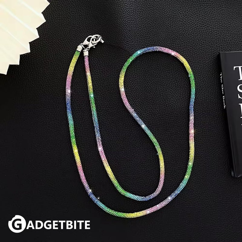GadgetBite Diamond Charm Phone Lanyard - Cross body lanyard, Mobile Holder Strap, Hands-Free Neck Hanging Chain Accessory, Compatible with iPhone & Most Smartphones, Charms for Phone Case.(Rainbow) - Image 2