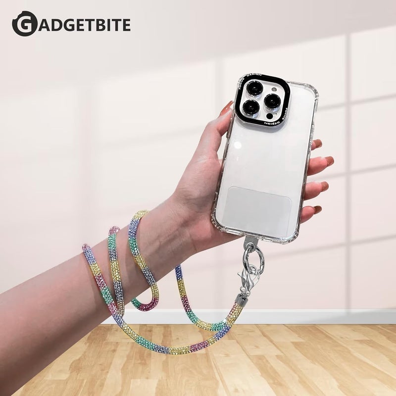 GadgetBite Diamond Charm Phone Lanyard - Cross body lanyard, Mobile Holder Strap, Hands-Free Neck Hanging Chain Accessory, Compatible with iPhone & Most Smartphones, Charms for Phone Case.(Rainbow) - Image 4