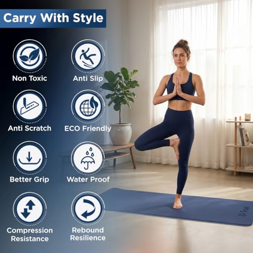 Dr Trust USA 317 Premium Luxfoam Dual Color Anti-Slip Yoga Mat with Cover Bag for Gym Workout, Yoga Exercise, Flooring Exercise & Home Gym, Men and Women Fitness, TPE Material with 6mm Extra Thickness - Image 3