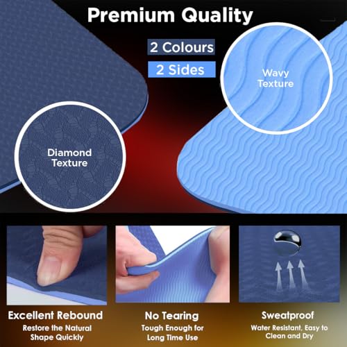Dr Trust USA 317 Premium Luxfoam Dual Color Anti-Slip Yoga Mat with Cover Bag for Gym Workout, Yoga Exercise, Flooring Exercise & Home Gym, Men and Women Fitness, TPE Material with 6mm Extra Thickness - Image 2