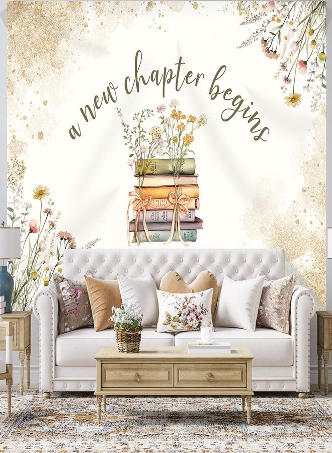Rsuuinu Bridal Shower Backdrop A New Chapter Begins Floral Books Wedding Engagement Photography Background Bridal Shower Party Decoration Supplies Cake Table Banner Photo Booth Studio Props 7x5ft - Image 4