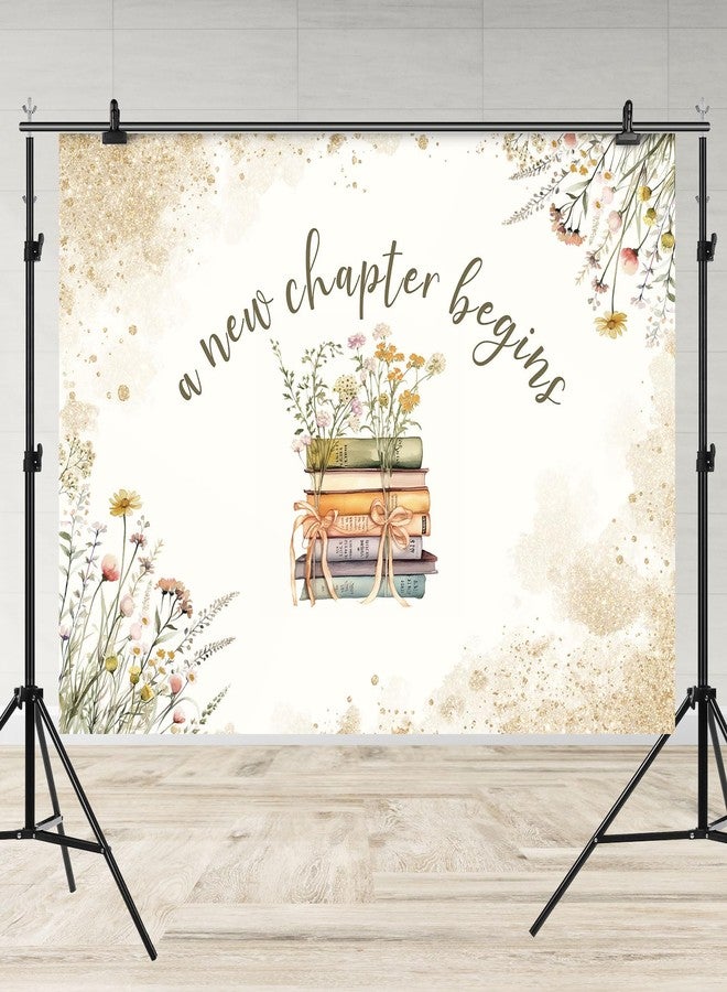Rsuuinu Bridal Shower Backdrop A New Chapter Begins Floral Books Wedding Engagement Photography Background Bridal Shower Party Decoration Supplies Cake Table Banner Photo Booth Studio Props 7x5ft - Image 5