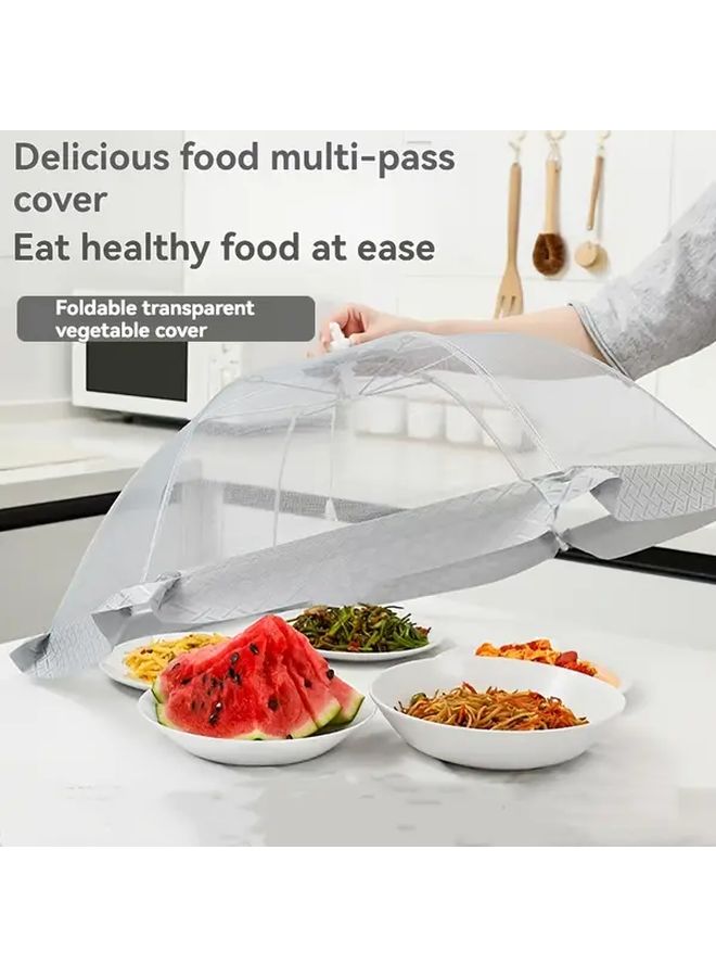 2pcs Gray Rectangle Foldable Mesh Kitchen Table Cover Bug Fly Protection - Image 1