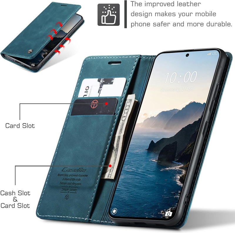 Cracedily Case for Xiaomi 14T Pro Case, Premium Leather Flip Wallet Case with Card Slots and Horizontal Stand Function Magnet Coque Cover Protective Case for Xiaomi mi 14T Pro, Teal - Image 2