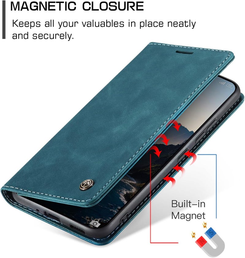 Cracedily Case for Xiaomi 14T Pro Case, Premium Leather Flip Wallet Case with Card Slots and Horizontal Stand Function Magnet Coque Cover Protective Case for Xiaomi mi 14T Pro, Teal - Image 3