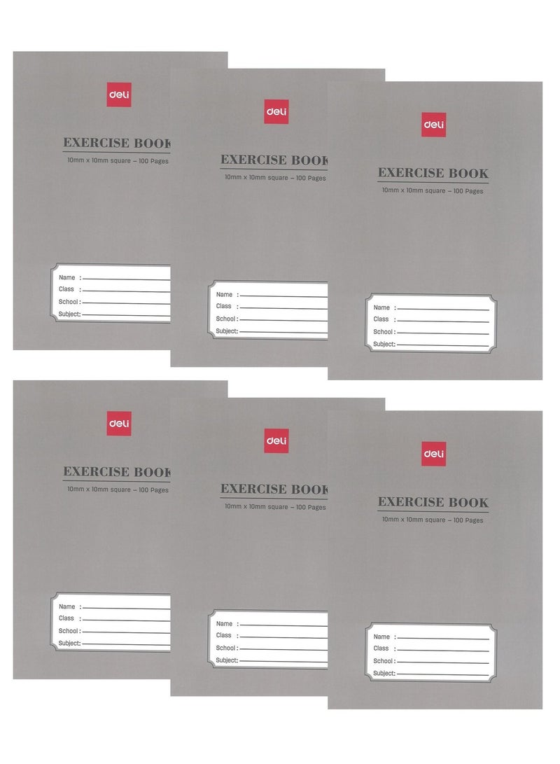 Deli 6-Piece 10x10mm Square Notebook 100 Pages - Image 1
