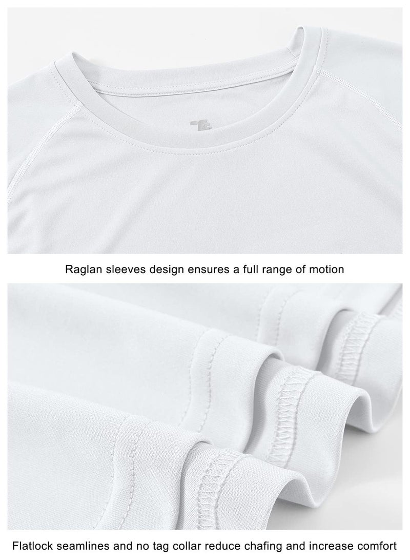 TBMPOY Men's Hiking Waterproof Shirts Dry Fit Athletic T-Shirts Workout SPF Shirts Long Sleeve Safari Outdoor Work Swim Fishing Tops White S - Image 4