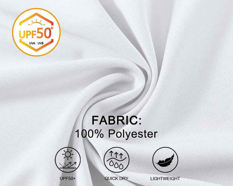 TBMPOY Men's Hiking Waterproof Shirts Dry Fit Athletic T-Shirts Workout SPF Shirts Long Sleeve Safari Outdoor Work Swim Fishing Tops White S - Image 3