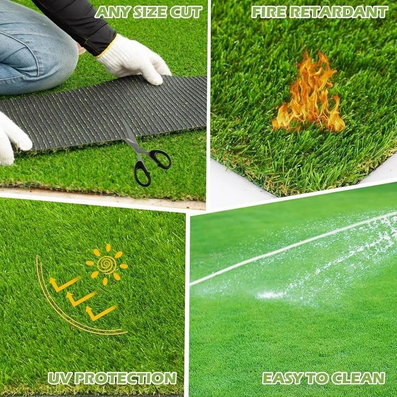 HASHWIN Artificial Grass Mat, 25mm Waterproof Green Carpet for Balcony, Home and Office, All-Weather (2x9Ft) - Image 5