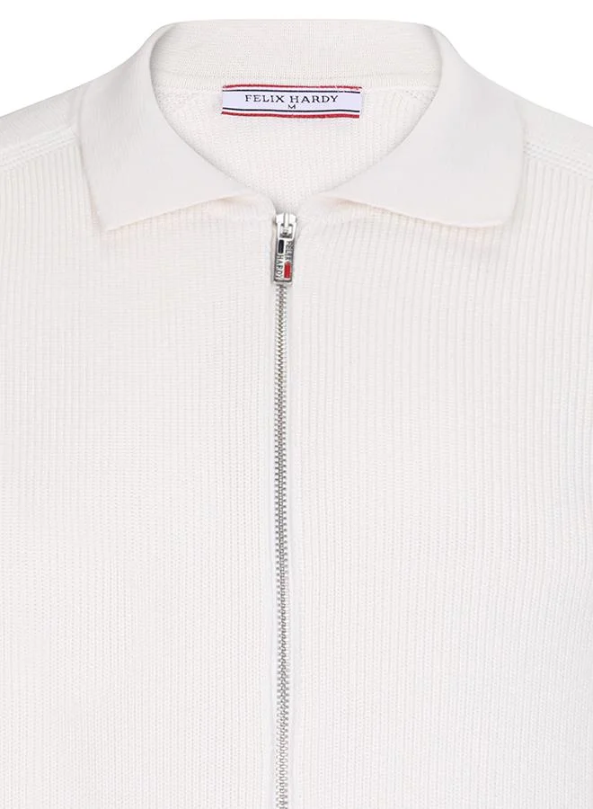 FELIX HARDY Ecru Full Zip Knit Cardigan for Men | Best Price UAE