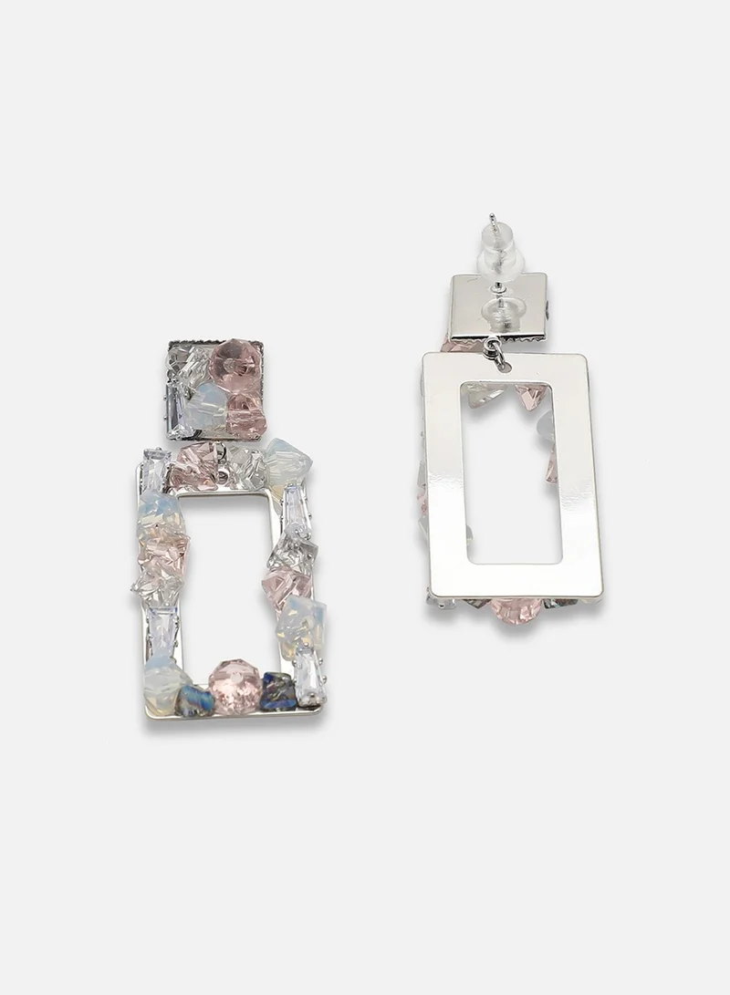 سوهي قرط متدلي من الحجر مصمم للحفلات مطلي بالذهب