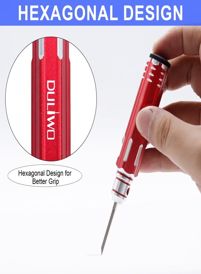 DULIWO Prime Model Scriber Gundam Resin Carved Scribe Line Hobby Cutting Tool Chisel, Model Chisel with 7 Blades (0.1/0.2/0.4/0.6/0.8/1.0/2.0mm)，for Carving Cutting, Panel line,Scale Model(Red) - Image 5