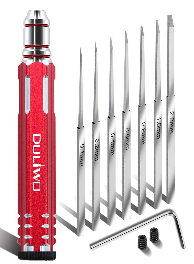 DULIWO Prime Model Scriber Gundam Resin Carved Scribe Line Hobby Cutting Tool Chisel, Model Chisel with 7 Blades (0.1/0.2/0.4/0.6/0.8/1.0/2.0mm)，for Carving Cutting, Panel line,Scale Model(Red) - Image 1