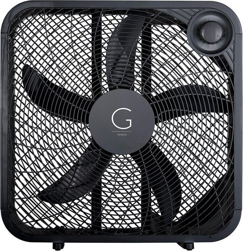 GENESIS 20" Box Fan, 3 Settings, Max Cooling Technology, Carry Handle, Black (G20BOX-BLK) - Image 1