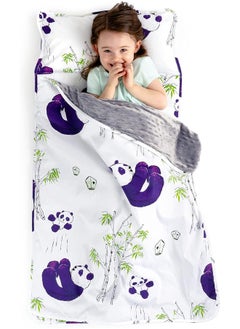 JumpOff Jo JumpOff Jo Toddler Nap Mat - Sleeping Bag for Preschool and Daycare – Playful Pandas – 43 x 21 Inches  - Image 1