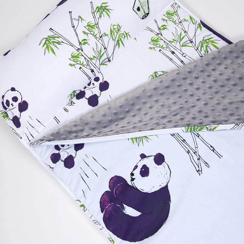 JumpOff Jo Nap Mat for Kids - Cozy Kids Rest Mat with Removable Pillow and Ultra Soft Blanket for Preschool, Daycare, and Sleepovers - Playful Pandas - Image 5