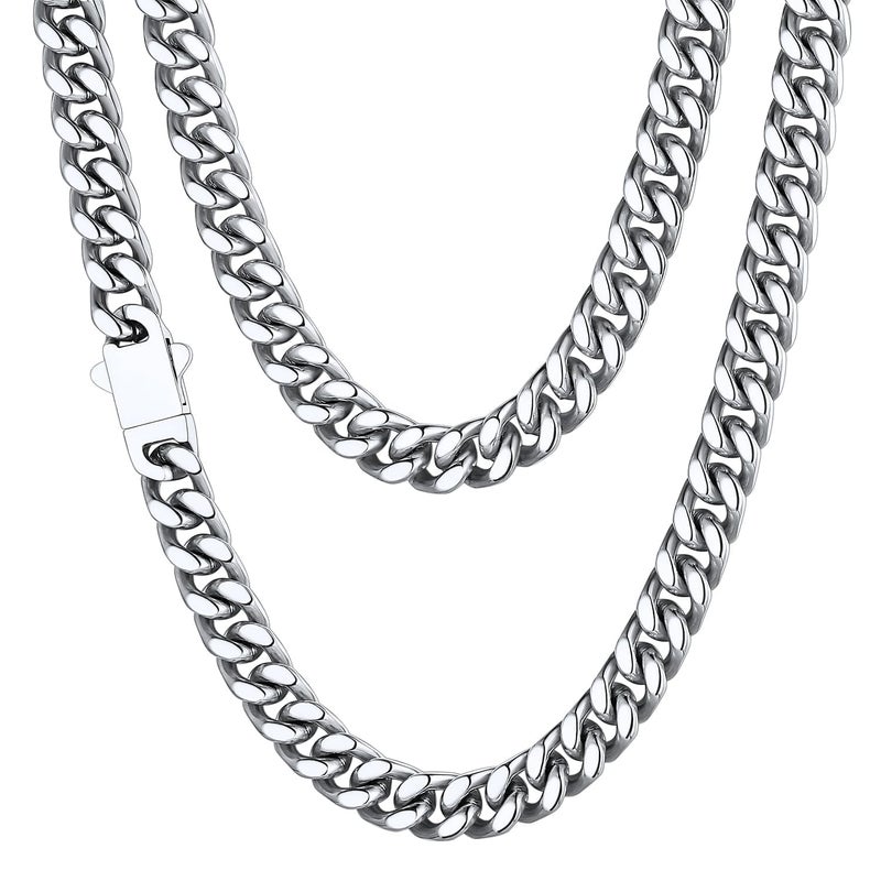 ChainsHouse Stainless Steel Mens Cuban Link Chain, Miami Cuban Chain Necklace for Men, 7mm Wide Hip Hop Mens Jewelry, 22" - Image 1