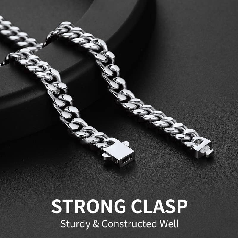 ChainsHouse Stainless Steel Mens Cuban Link Chain, Miami Cuban Chain Necklace for Men, 7mm Wide Hip Hop Mens Jewelry, 22" - Image 3