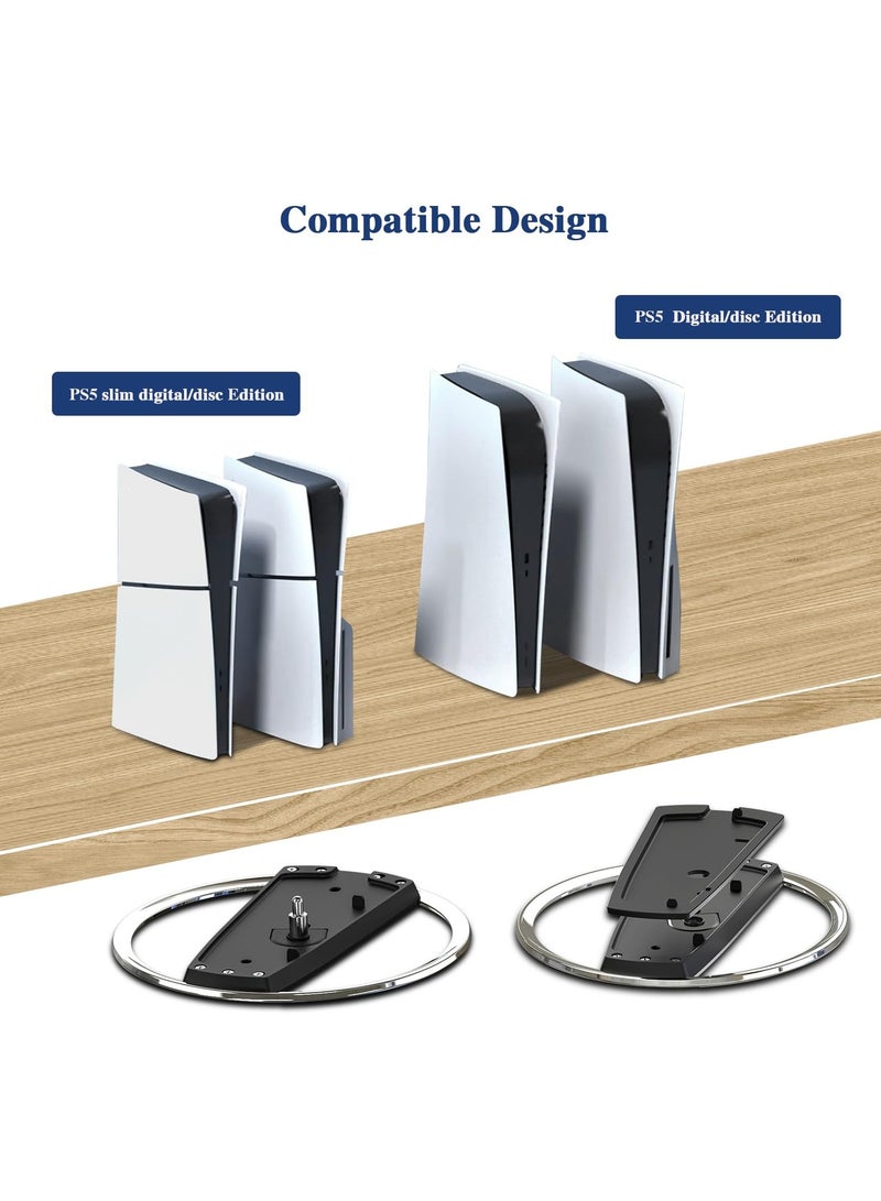 Vertical Stand for PS5/PS5 Slim Console, Non-slip Base Stand Replacement for Playstation 5 Console with Screw, Minimalist Design - Image 2