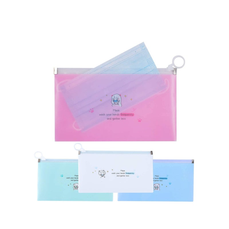 Barakah 4 PCS Face Cover Organizer Case Reusable Mask Pouch Mask Holder Case Zipper Storage Bag Cosmetic Container Portable Face Covers Clips Mini Travel Bags Set - Image 1
