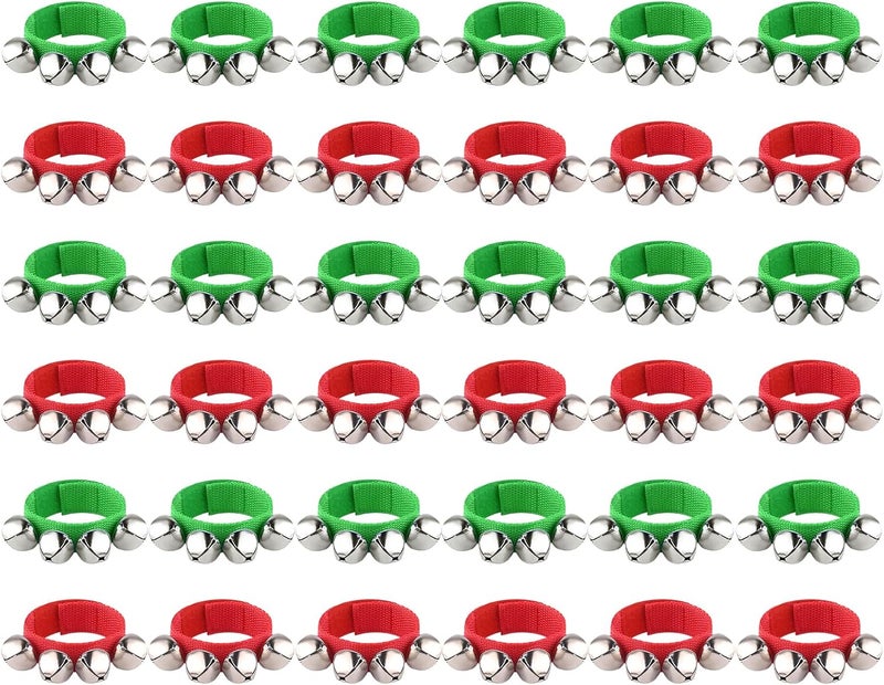 FEPITO 36 Pieces Christmas Band Wrist Bells Bracelets Jingle Bells Musical Ankle Bells Rhythm Instrument Percussion Christmas Party Decoration Favors - Image 1