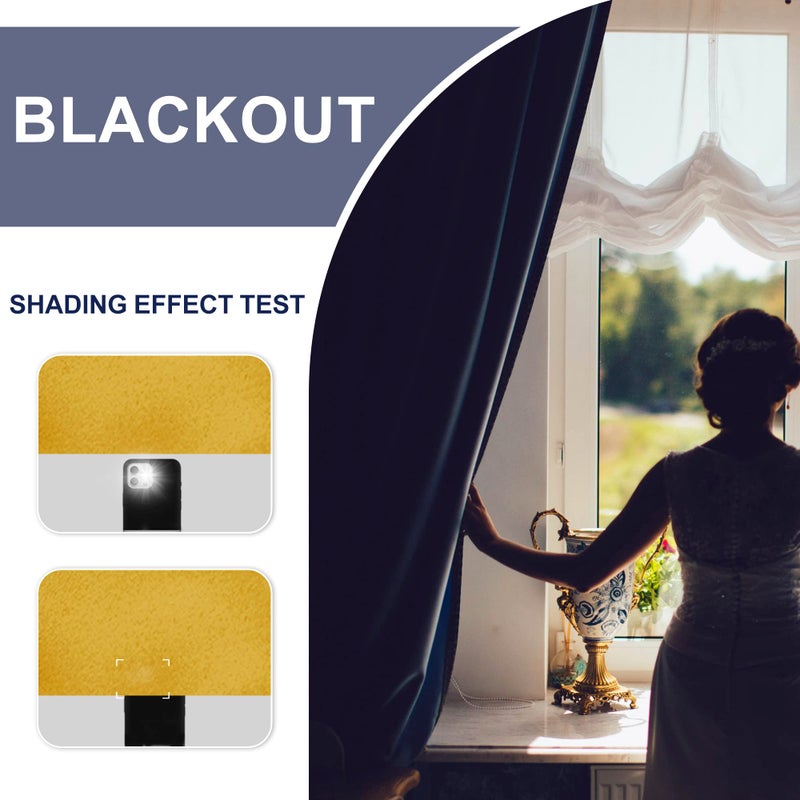 JIUZHEN Blackout Curtains for Bedroom - Thermal Insulated Room Darkening Rod Pocket Curtains for Living Room  Set of 2 Panels with Tiebacks  70 x 96 Inch Length  Mustard Yellow - Image 3