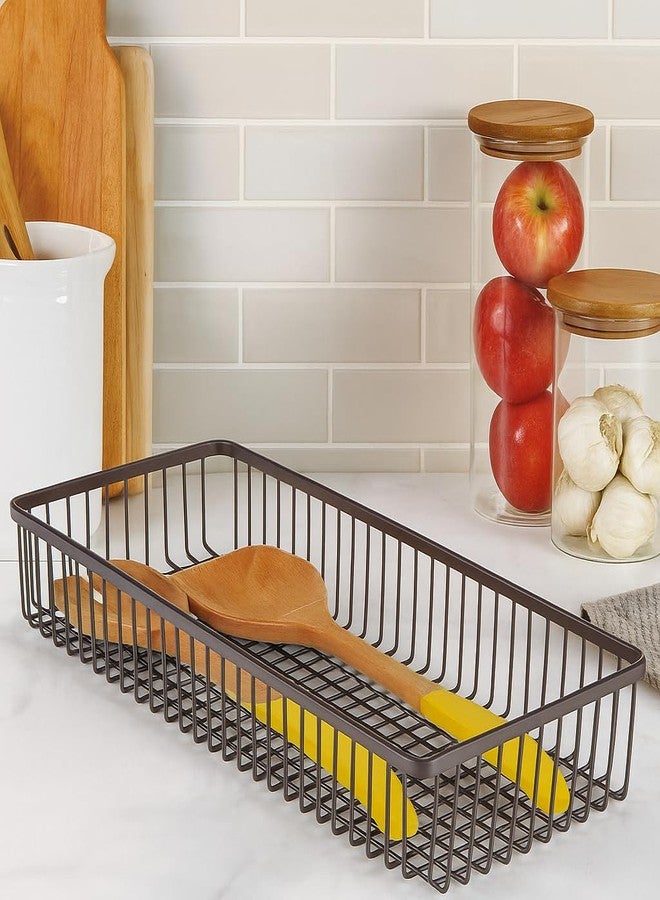 TORO Metal Farmhouse Kitchen Cabinet Drawer Organizer Basket Tray, Shallow Storage Bin for Cutlery, Serving Spoons, Cooking Utensils, Appliances, Gadgets, Unity Collection (PACK 01) - Image 1