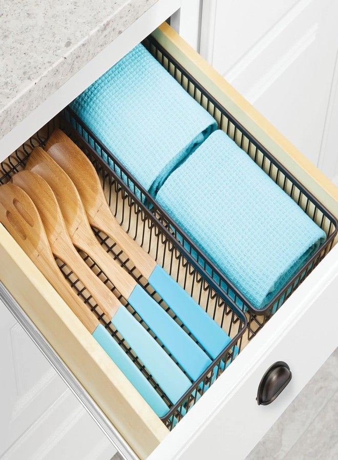 TORO Metal Farmhouse Kitchen Cabinet Drawer Organizer Basket Tray, Shallow Storage Bin for Cutlery, Serving Spoons, Cooking Utensils, Appliances, Gadgets, Unity Collection (PACK 01) - Image 4