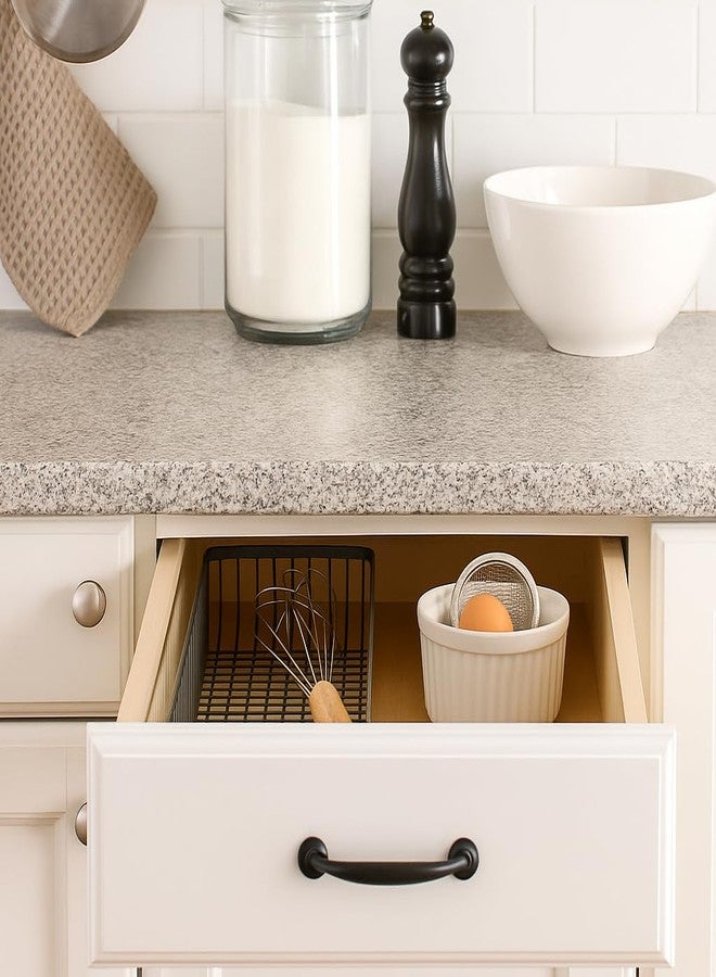 TORO Metal Farmhouse Kitchen Cabinet Drawer Organizer Basket Tray, Shallow Storage Bin for Cutlery, Serving Spoons, Cooking Utensils, Appliances, Gadgets, Unity Collection (PACK 01) - Image 5