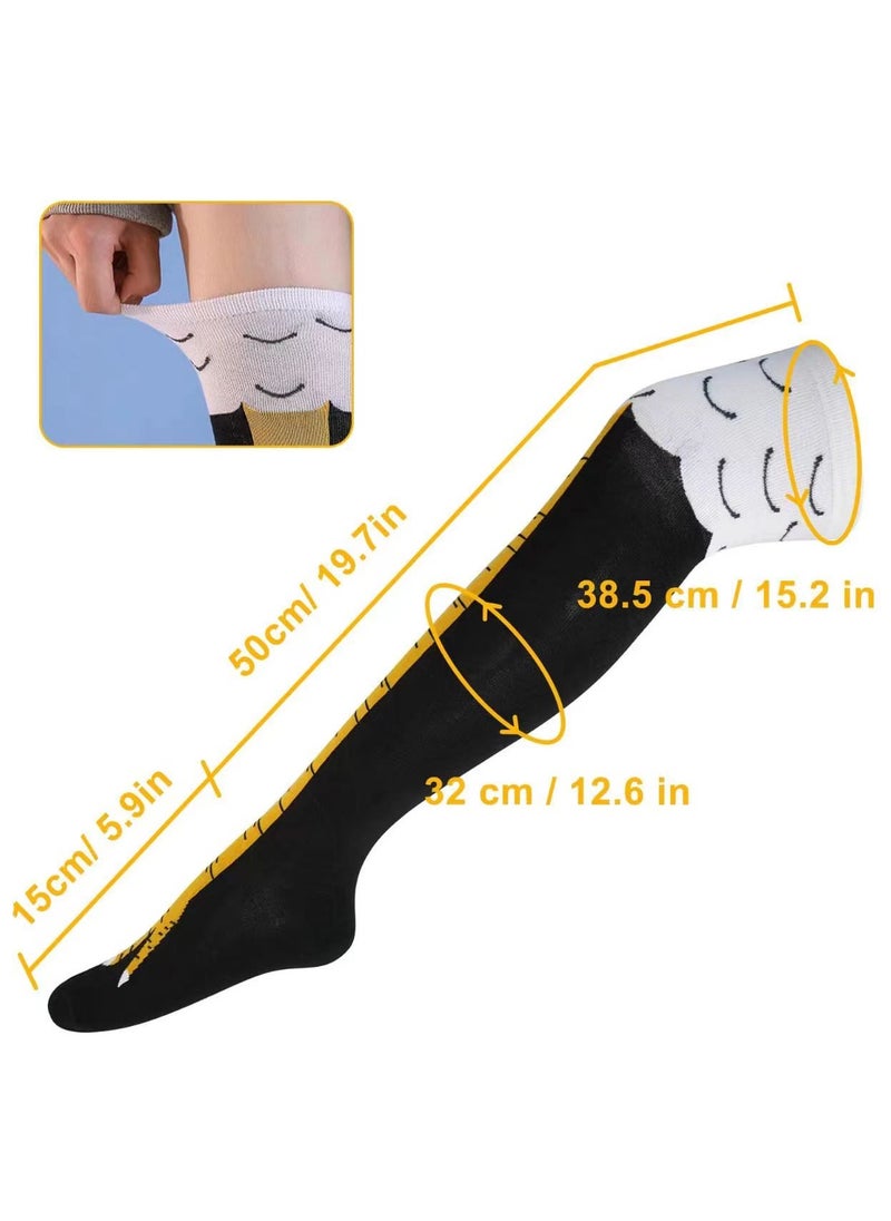 Generic - 3Pack Chicken Leg Socks, Chicken Feet Stockings, Cotton Knee Thigh High Socks Novelty Pattern Athletic Socks for Women Girls Striped Socks Funny Gifts - Image 1