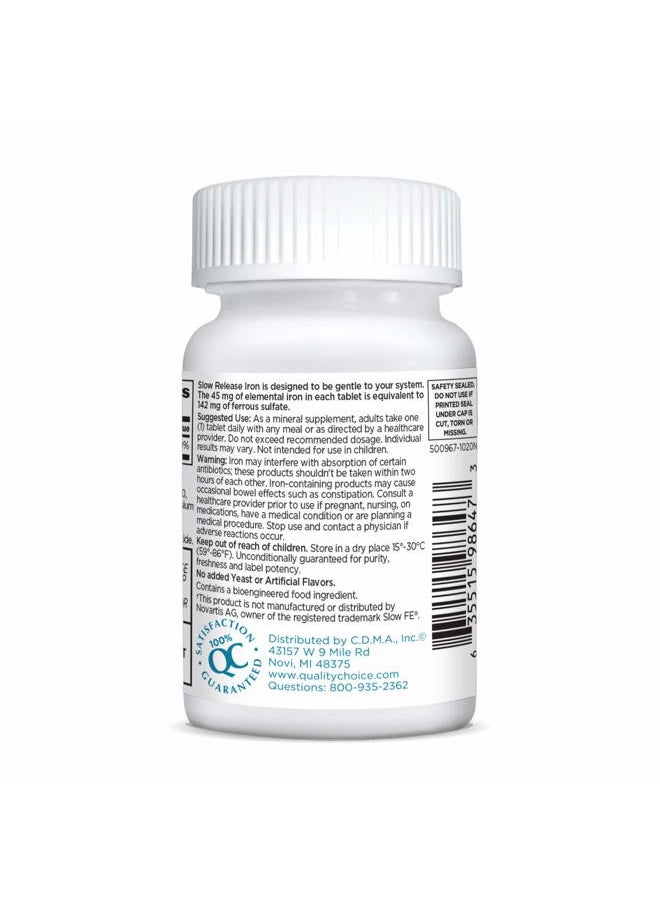 Quality Choice Iron High Potency Slow Release Tablets, 45mg, 60 Tabets Each (Pack of 2)  - Image 2