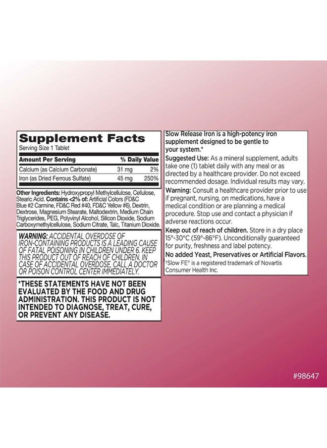 Quality Choice Iron High Potency Slow Release Tablets, 45mg, 60 Tabets Each (Pack of 2)  - Image 3