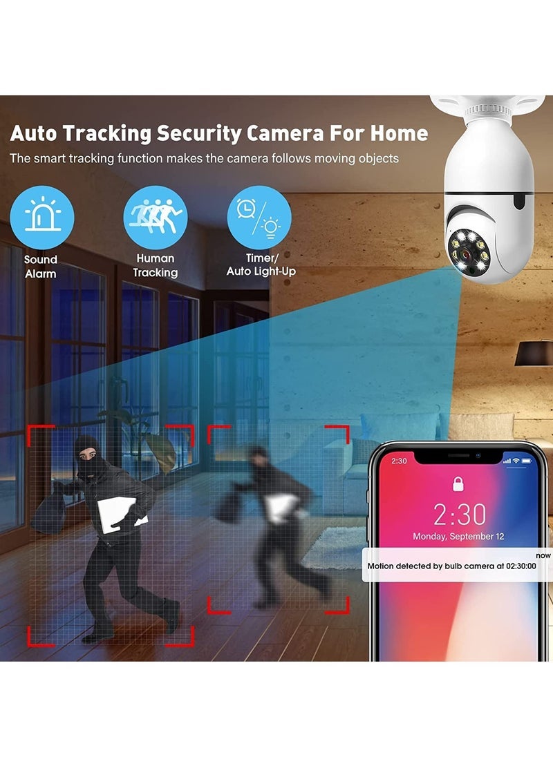 Gravity Light Bulb Security Camera, E27 Wireless WiFi Outdoor Security Camera, 1080P 2.4GHz WiFi Smart Home Surveillance Cam 355 Degree with Two-Way Audio, Night Vision, Motion Detection, Work with Alexa  - Image 4