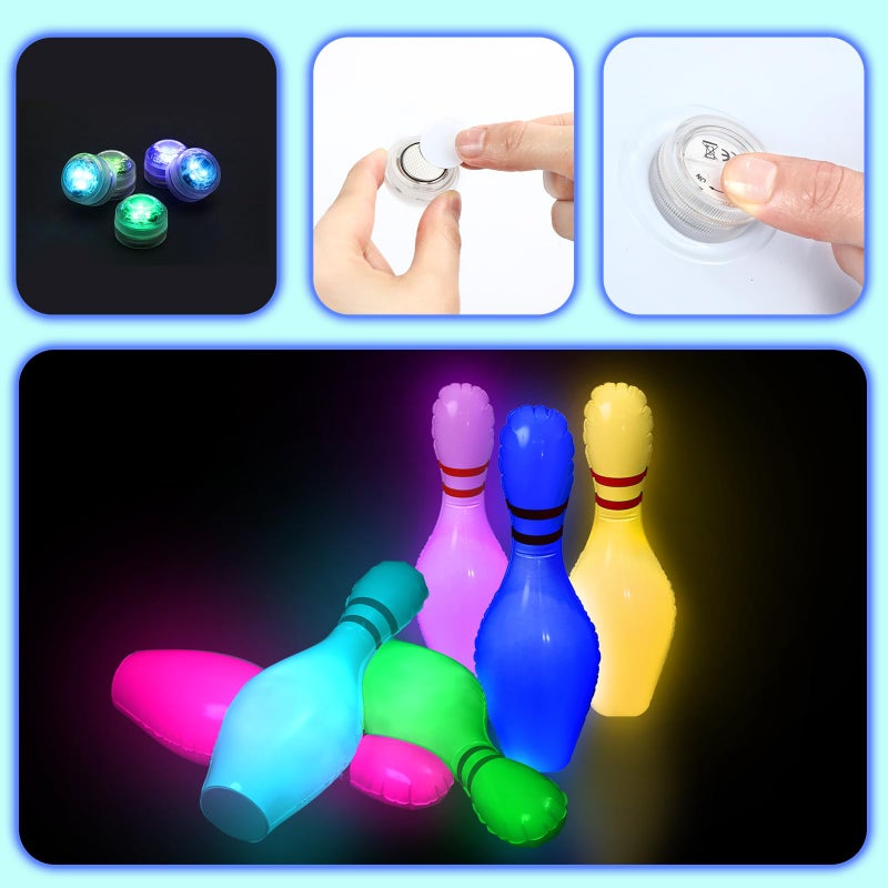 Poen 7 Pcs Glow in The Dark Giant Inflatable Bowling Set, Including 6 Pcs 27 Inches Bowling Pins and a 24 Inches Ball for Adults Outdoor Indoor Family Party(Glow) - Image 2